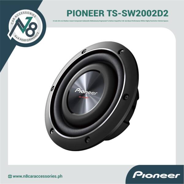 PIONEER TS-SW2002D2 20cm (8″) Shallow-Mount Subwoofer (600W Max) Genuine