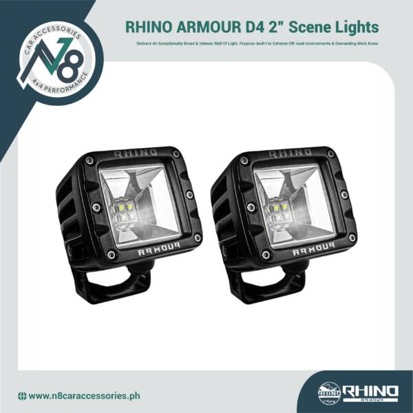 RHINO ARMOUR D4 LED Lamp Fog Kit 2" 40W SCENE LIGHT Kit Genuine
