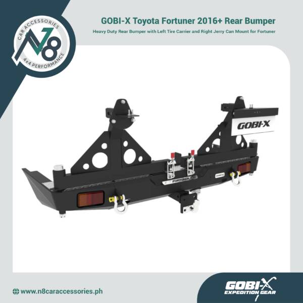 GOBI-X Toyota Fortuner 2016+ Rear Bumper with LHS Tire Carrier and RHS Jerry Can Carrier Genuine
